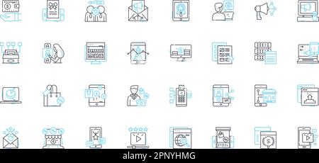 Social network linear icons set. Connections, Sharing, Nerking, Chatting, Updates, Posts, Likes line vector and concept signs. Followers,Friends Stock Vector