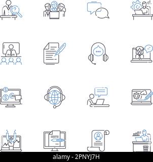 Geographically flexible line icons collection. Nomadic, Relocatable ...
