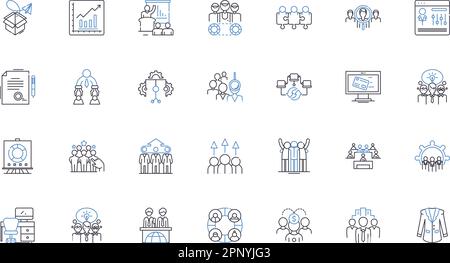 Industry symposium line icons collection. Nerking, Presentations, Discussions, Collaboration, Speakers, Educational, Insights vector and linear Stock Vector