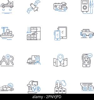Constructions line icons collection. Foundation, Framework, Structure, Design, Blueprint, Cement, Reinforcement vector and linear illustration Stock Vector