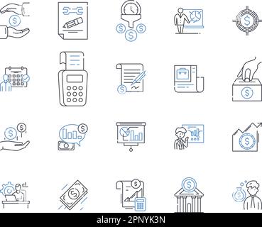 Invoicing line icons collection. Billing, Accounts, Automated, Cloud, Payment, Online, Electronic vector and linear illustration. Invoice,Due,Reminder Stock Vector