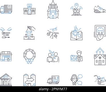 Social clubs line icons collection. Community, Friendship, Nerking, Fun, Inclusion, Unity, Diversity vector and linear illustration. Engagement Stock Vector