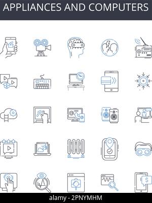Appliances and computers line icons collection. Devices, Gadgets, Machines, Electrics, Tech, Equipment, Tools vector and linear illustration Stock Vector