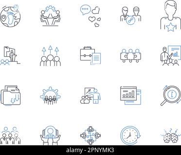 Design team line icons collection. Innovation, Creativity, Collaboration, Aesthetics, Ideation, Iteration, Experimentation vector and linear Stock Vector