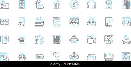 Web development agency linear icons set. Web design, Coding, Programming, HTML, CSS, JavaScript, React line vector and concept signs. Angular Stock Vector