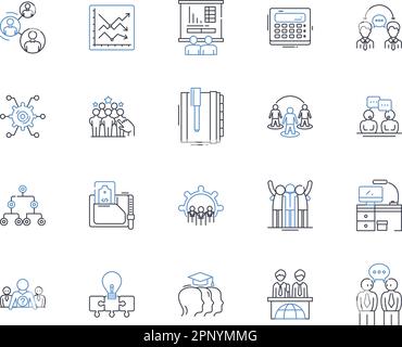 Team rapport line icons collection. Trust, Communication, Synergy ...