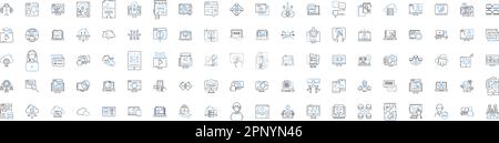 Internet devices line icons collection. Smartph, Tablet, Laptop, Desktop, Router, Modem, Smartwatch vector and linear illustration. Gaming,Streaming Stock Vector