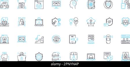 Secure knowledge linear icons set. Encryption, Firewall, Authentication ...