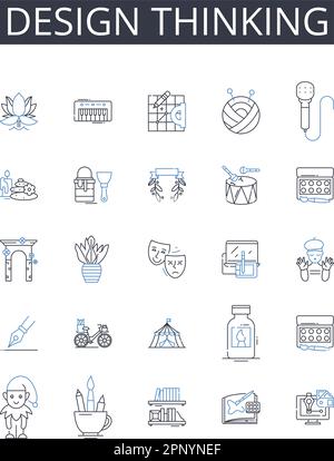 Design thinking line icons collection. Efficiency, Procedures, Systematics, Processes, Resources, Logistics, Workflow vector and linear illustration Stock Vector