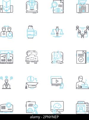 Learning linear icons set. Education, Knowledge, Study, Training, Understanding, Mastery, Expertise line vector and concept signs. Practice,Insight Stock Vector