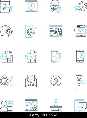 Social media linear icons set. Nerking, Engagement, Sharing, Likes, Followers, Posts, Hashtags line vector and concept signs. Community,Viral Stock Vector