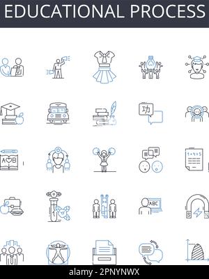 Educational process line icons collection. Learning journey, Intellectual pursuit, Knowledge acquisition, Academic undertaking, Training program Stock Vector