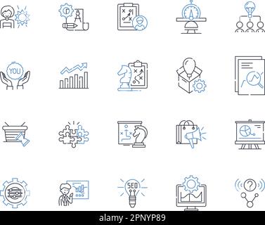 Thought and concept line icons collection. Idea, Perception, Imagination, Philosophy, Insight, Mindset, Perspective vector and linear illustration Stock Vector