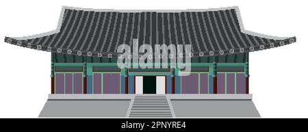 Ancient traditional Korean building illustration Stock Vector