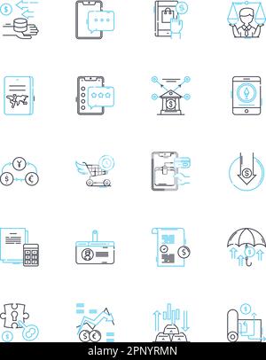 Financial assistance linear icons set. Grants, Loans, Aid, Funding, Support, Assistance, Subsidies line vector and concept signs. Scholarships,Relief Stock Vector