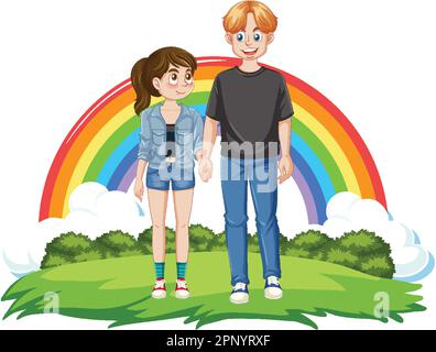 A Teenage Couple Holding Hands Together illustration Stock Vector Image ...