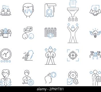 Information desk line icons collection. Assistance, Guidance, Directions, Support, Help, Information, Communication vector and linear illustration Stock Vector