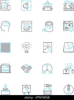 Digital market linear icons set. SEO, Analytics, E-commerce, Lead generation, Social media, Email marketing, Conversion line vector and concept signs Stock Vector