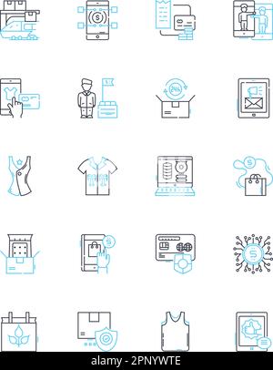 Price tag linear icons set. Cost, Value, Expense, Budget, Sales, Pricing, Bargain line vector and concept signs. Discount,Worth,Estimate outline Stock Vector
