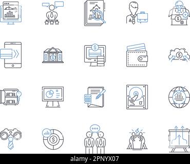 Fiscal line icons collection. Budget, Revenue, Expenditure, Taxation ...