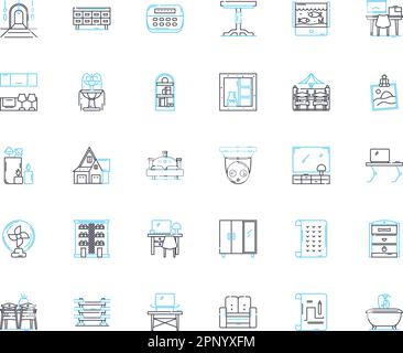 Tables linear icons set. Desk, Furniture, Surface, Workstation, Dining ...