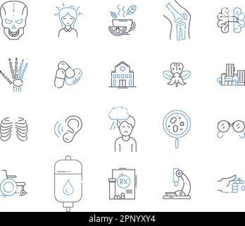 Alternative medicine line icons collection. Acupuncture, Ayurveda, Biofeedback, Chiropractic, Detoxification, Energy healing, Essential oils vector Stock Vector