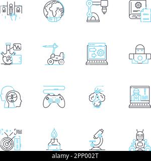 Computer software linear icons set. Code, Program, Application, Algorithm, Interface, Platform, Script line vector and concept signs. Framework Stock Vector