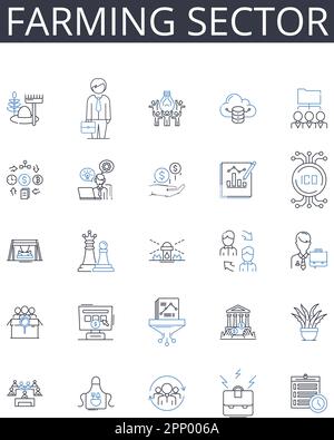 Tillage realm line icons collection. Plow, Cultivate, Soil, Furrow ...