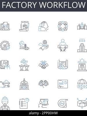 Factory workflow line icons collection. Legislation, Reform, Access, Equity, Insurance, Medicare, Medicaid vector and linear illustration. Affordable Stock Vector