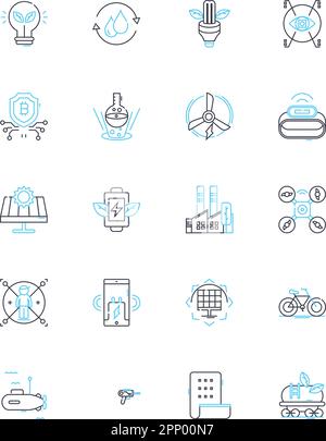 Global economy linear icons set. Interconnectedness, Trade, Exchange, Interdependence, Competition, Inflation, Growth line vector and concept signs Stock Vector