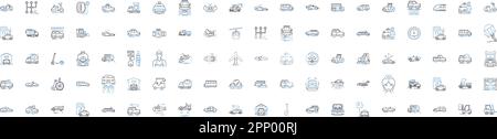 Delivery options line icons collection. Express, Same-day, Next-day, Standard, Fast, Slow, Urgent vector and linear illustration. Courteous,Reliable Stock Vector