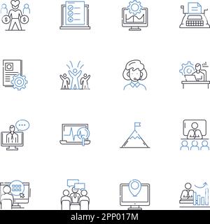 Collaborative task force line icons collection. Cooperation, Alliance, Synergy, Unity, Partnership, Collaboration, Coherence vector and linear Stock Vector