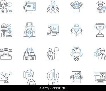 Task And Authority Line Icons Collection Management Delegation Power Accountability