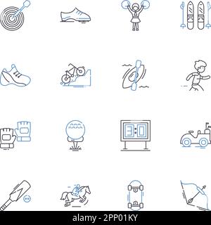 Indoor sports line icons collection. Basketball, Volleyball, Badminton, Soccer, Hockey, Tennis, Ping-pong vector and linear illustration. Gymnastics Stock Vector