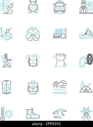 Excursions linear icons set. Adventure, Discovery, Exploration ...