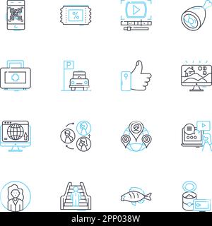 Virtual assistants linear icons set. Automation, Efficiency ...