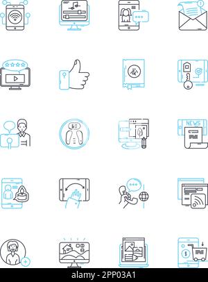 Affiliate marketing linear icons set. Commission , Partnership , Referral , Passive , Revenue , Affiliate , Conversion line vector and concept signs Stock Vector
