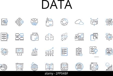 Data line icons collection. Information, Facts, Figures, Stats, Records, Details, intelligence vector and linear illustration. Insights,knowledge Stock Vector
