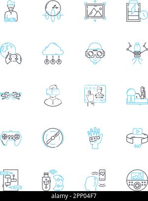 Data Development linear icons set. Integration, Extraction, Transformation, Cleaning, Normalization, Validation, Modelling line vector and concept Stock Vector