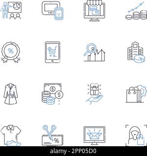 Sundry shop and recompense line icons collection. Necessities, Miscellaneous, Utility, Impulse, Donation, Gratuity, Redemption vector and linear Stock Vector