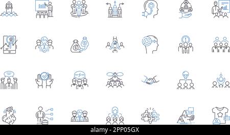 Unified endeavor line icons collection. Collaboration, Coherence, Integration, Synergy, Unity, Partnership, Harmony vector and linear illustration Stock Vector