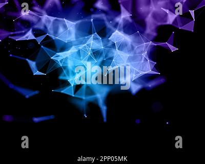 3D render of a modern technology background with low poly plexus design Stock Photo