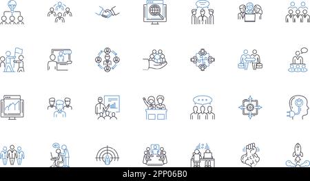 Shared labor line icons collection. Collaboration, Cooperation, Teamwork, Partnership, Assistance, Community, Sharing vector and linear illustration Stock Vector