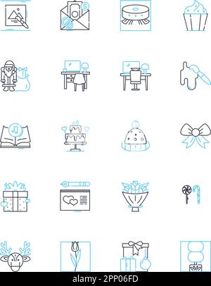 Graphic compnts linear icons set. Vector, Raster, Font, Color, Texture ...