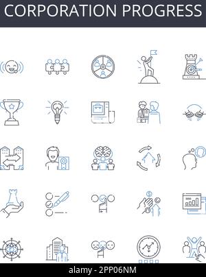 Enterprise evolution line icons collection. Growth, Adaptation ...