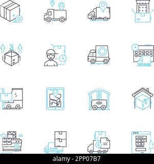 Load management linear icons set. Optimization, Efficiency, Demand ...
