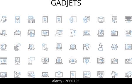 Gadjets line icons collection. Encryption, Privacy, Antivirus, Firewall, Cybersecurity, Phishing, Identity vector and linear illustration Stock Vector