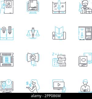 Academic instruction linear icons set. Education, Learning, Instruction, Curriculum, Pedagogy, Classroom, Lecture line vector and concept signs Stock Vector