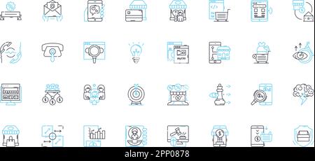 E-commerce sales linear icons set. Marketing, Conversion, Sales, Traffic, Checkout, Affiliates, Discounts line vector and concept signs. Fulfillment Stock Vector