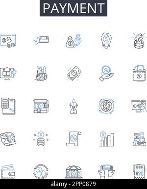 Disbursement line icons collection. Payout, Release, Allocation ...